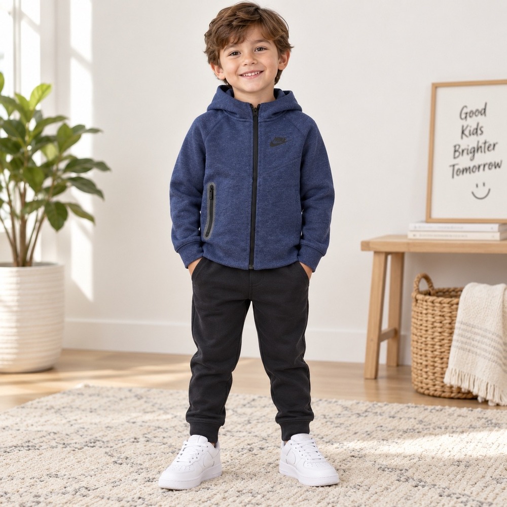 Nike Tech Fleece Full Zip Hoodie Kids 6 Navy Blue Boys Jacket Sweatshirt 5-6Y